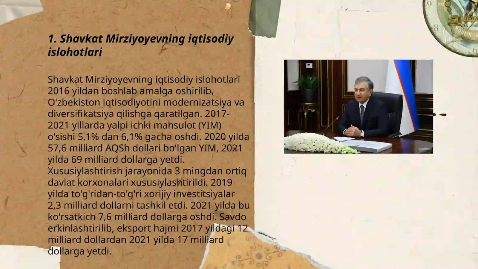 Shavkat Mirziyoyevning iqtisodiy islohotlari 3