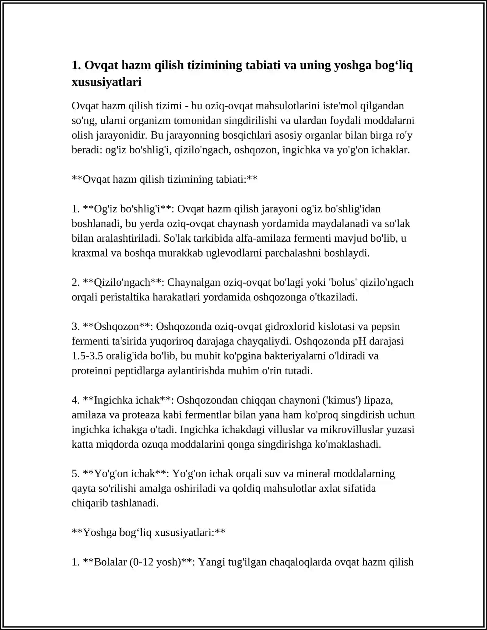 OVQAT HAZM QILISH TIZIMINING YOSHGA BOG‘LIQ XUSUSIYATLARI 3