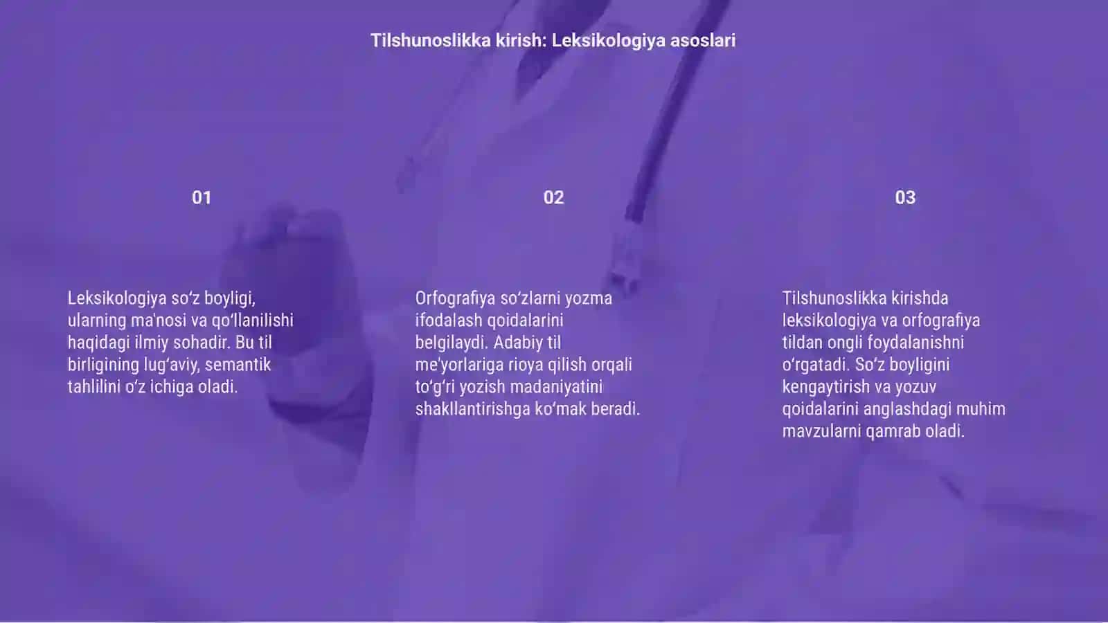Tilshunoslikka kirish fanidan leksikologiya va orfografiya mavzusi 3