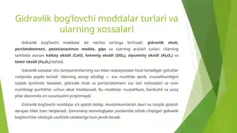 Gidravlik bog‘lovchi moddalar. Ohakni ishlab chiqarish usullari, afzallik va kamchiliklari 3