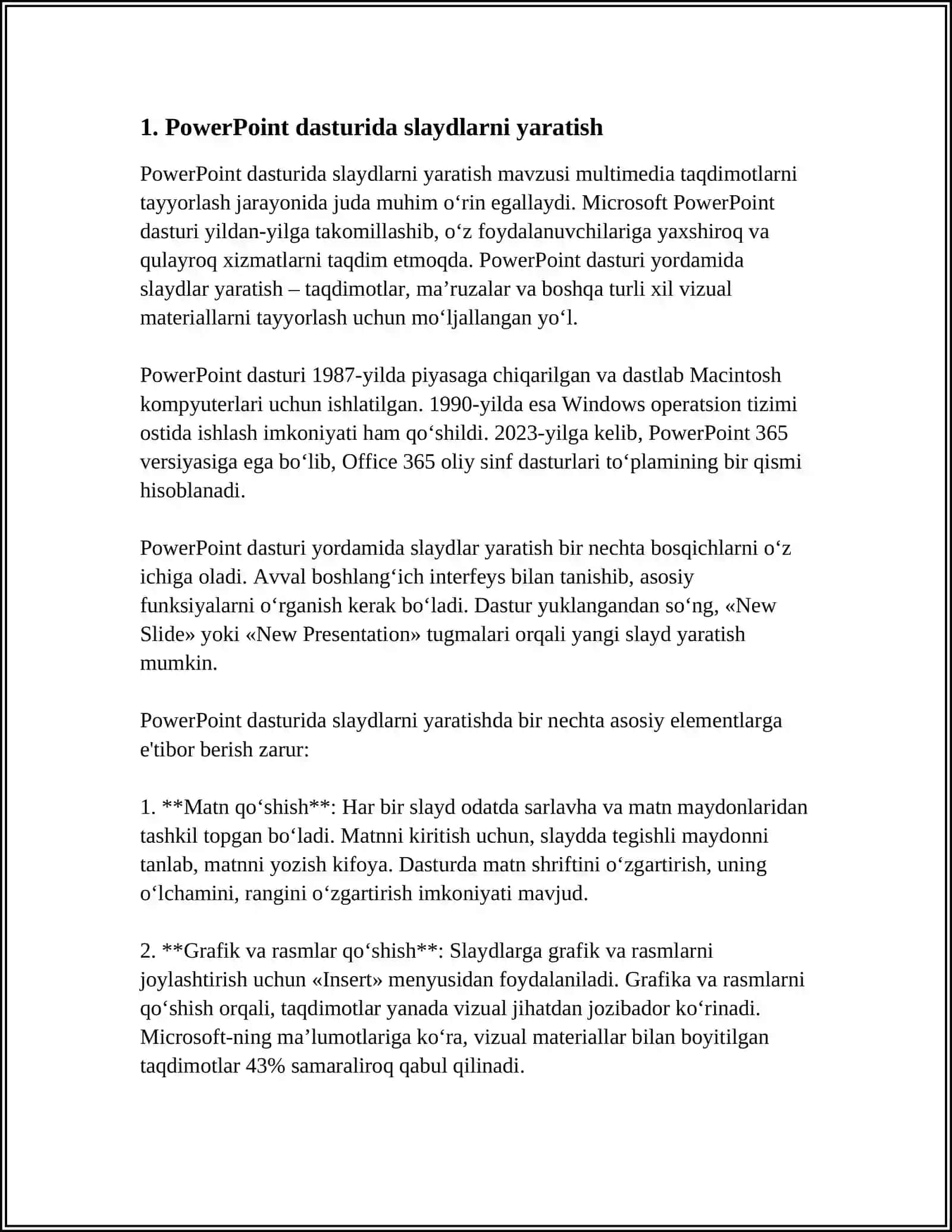 MS POWER POINT DA SILAYDLAR REJIMIDA ISHLASH 3