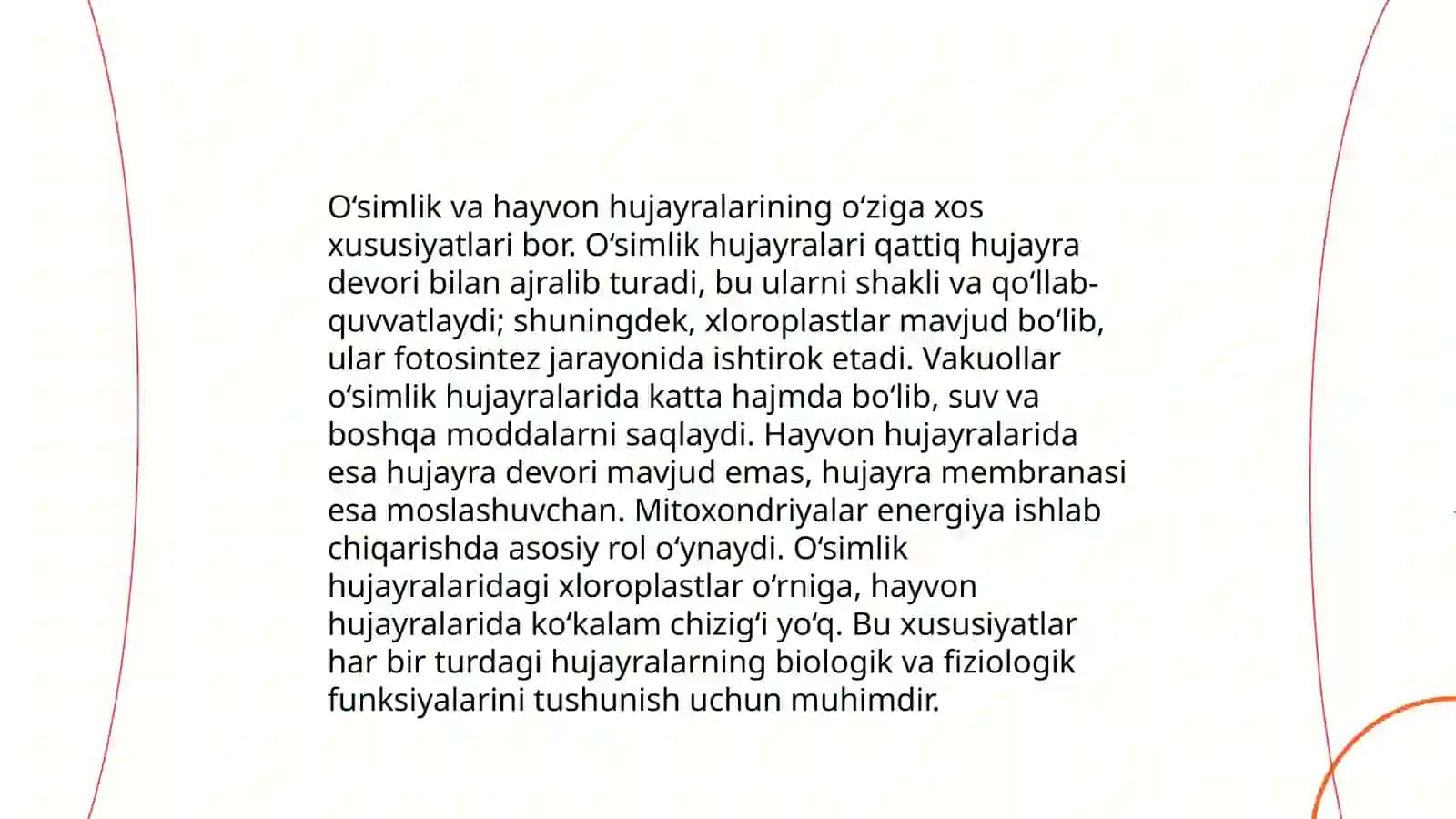 Òsimlik va hayvon hujayralarining òziga xos xususiyatlari 3