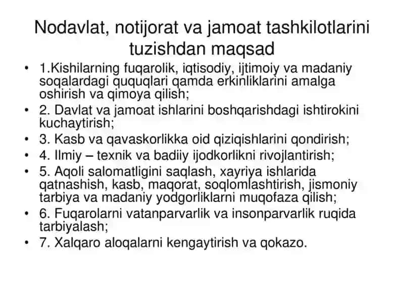 Nodavlat, notijorat va jamoat tashkilotlari tushunchasi 3