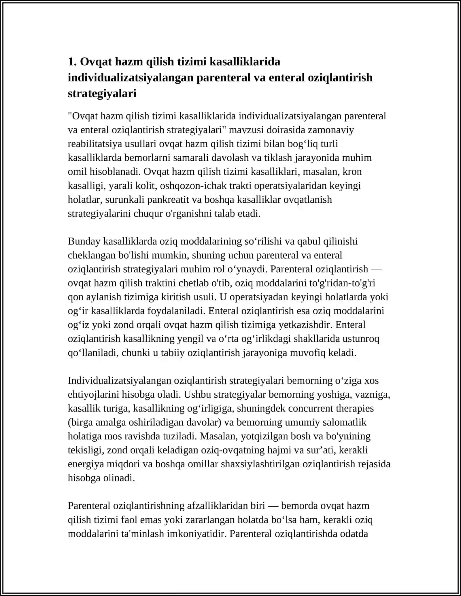 OVQAT HAZM QILISH TIZIMI KASALLIKLARIDA ZAMONAVIY REABILITATSIYA USULLARI 3
