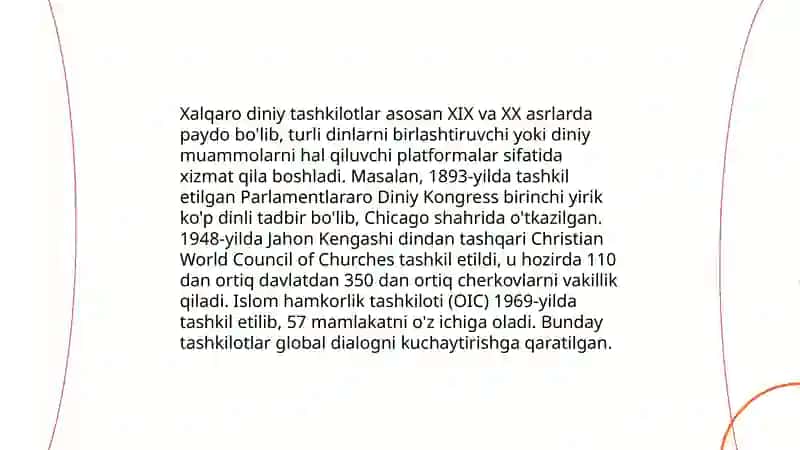 Xalqaro diniy tashkilotlar faoliyatining tarixi 3