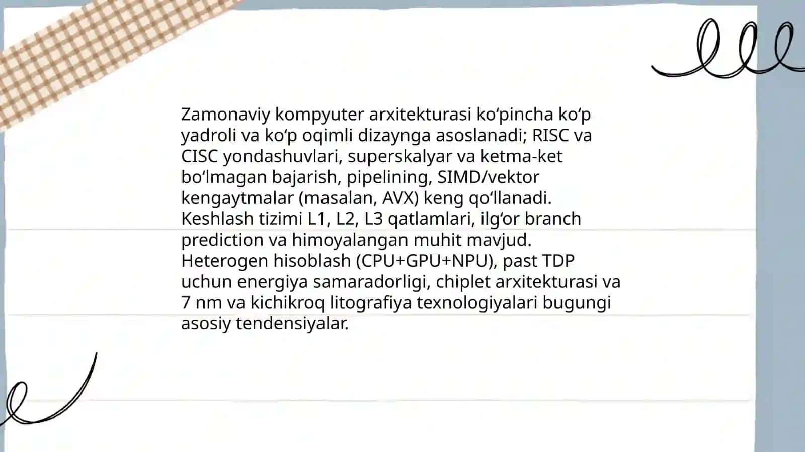 Zamonaviy kompyuter arxitekturasi va protsessor texnologiyalari 3