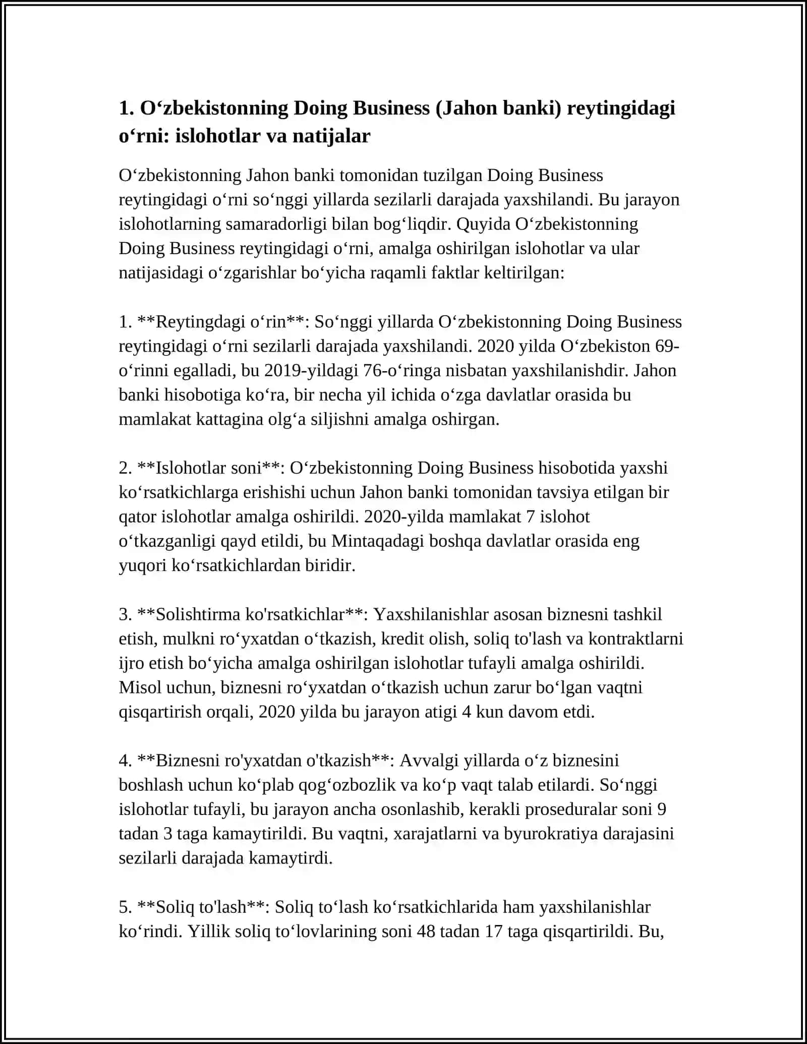 OʻZBEKISTON IJTIMOIY-SIYOSIY IQTISODIY VA MADANIY HAYOTIDA RO'Y BERAYOTGAN O'ZGARISHLARNING XALQARO REYTINGI VA INDEKSLARDA AKS ETISHI 3