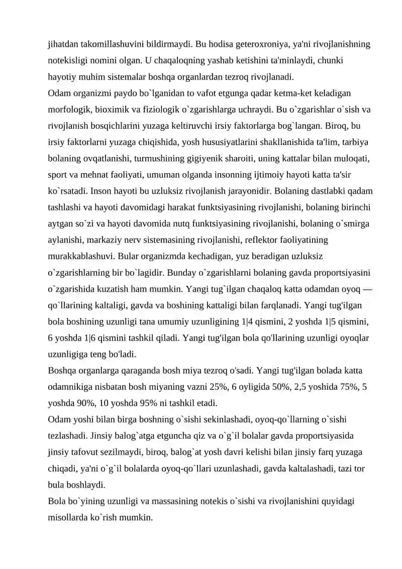 Organizm o`sish va rivojlanish 3