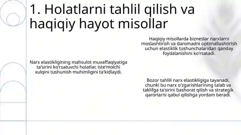 Talab va taklif elastikligi ko'rsatkichlarining bozor holati tahlilidagi o'rni 3