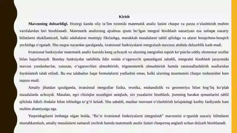 Ba’zi Irratsional Funksiyalarni Integralash 3