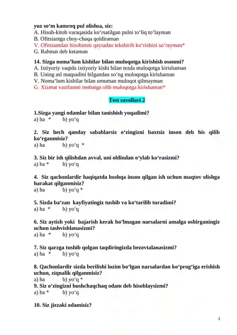 BOJXONAGA ISHGA KIRISH UCHUN PSIXOLOGIK TEST SAVOL VA JAVOBLARI 6 BOSQICHDA 3