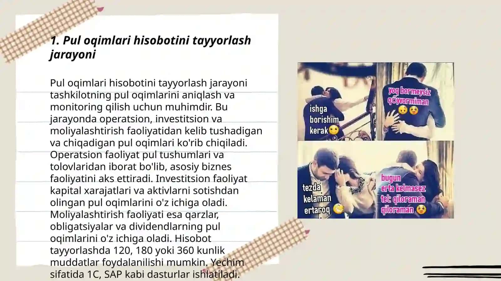 Pul oqimlari tóĝrisidagi hisobotni shakillantirish va taqdim qilish 3