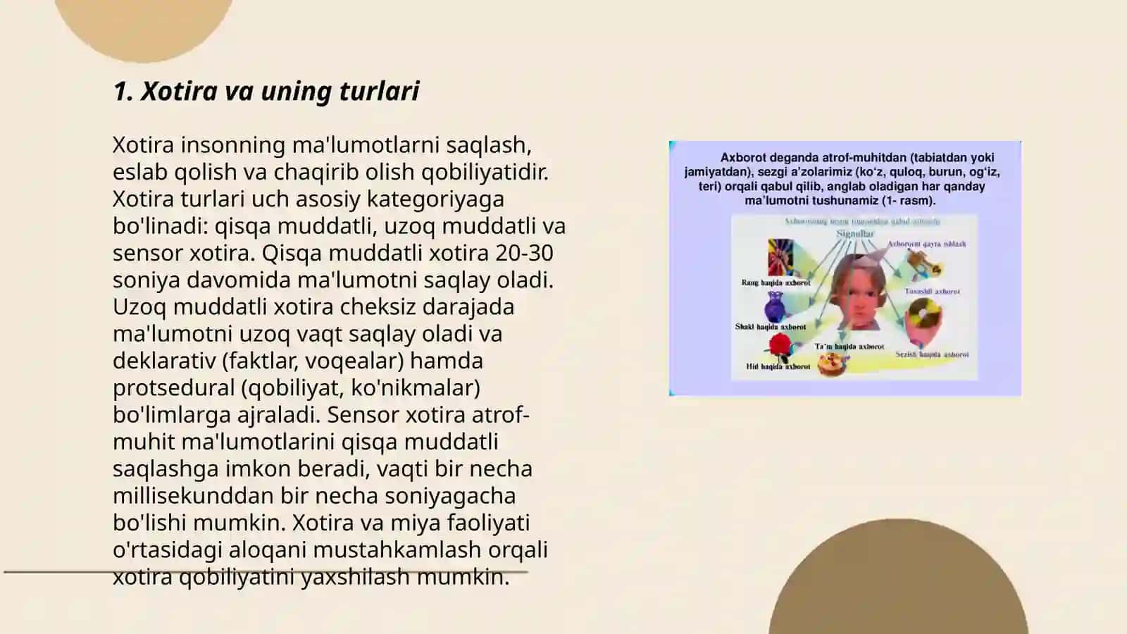 Xotira haqida tushuncha VA using nerv fiziologik asosi 3