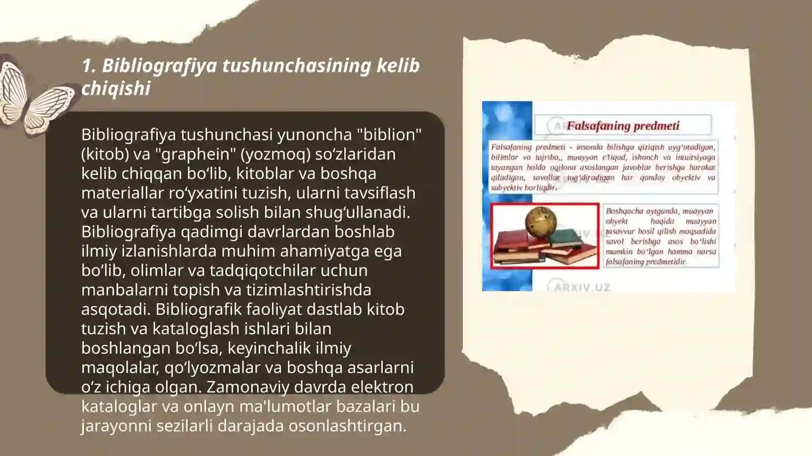 Bibliografiya tushunchasining kelib chiqishi, rivojlanishining asosiy bosqichlari va zamonaviy ta'rifi 3