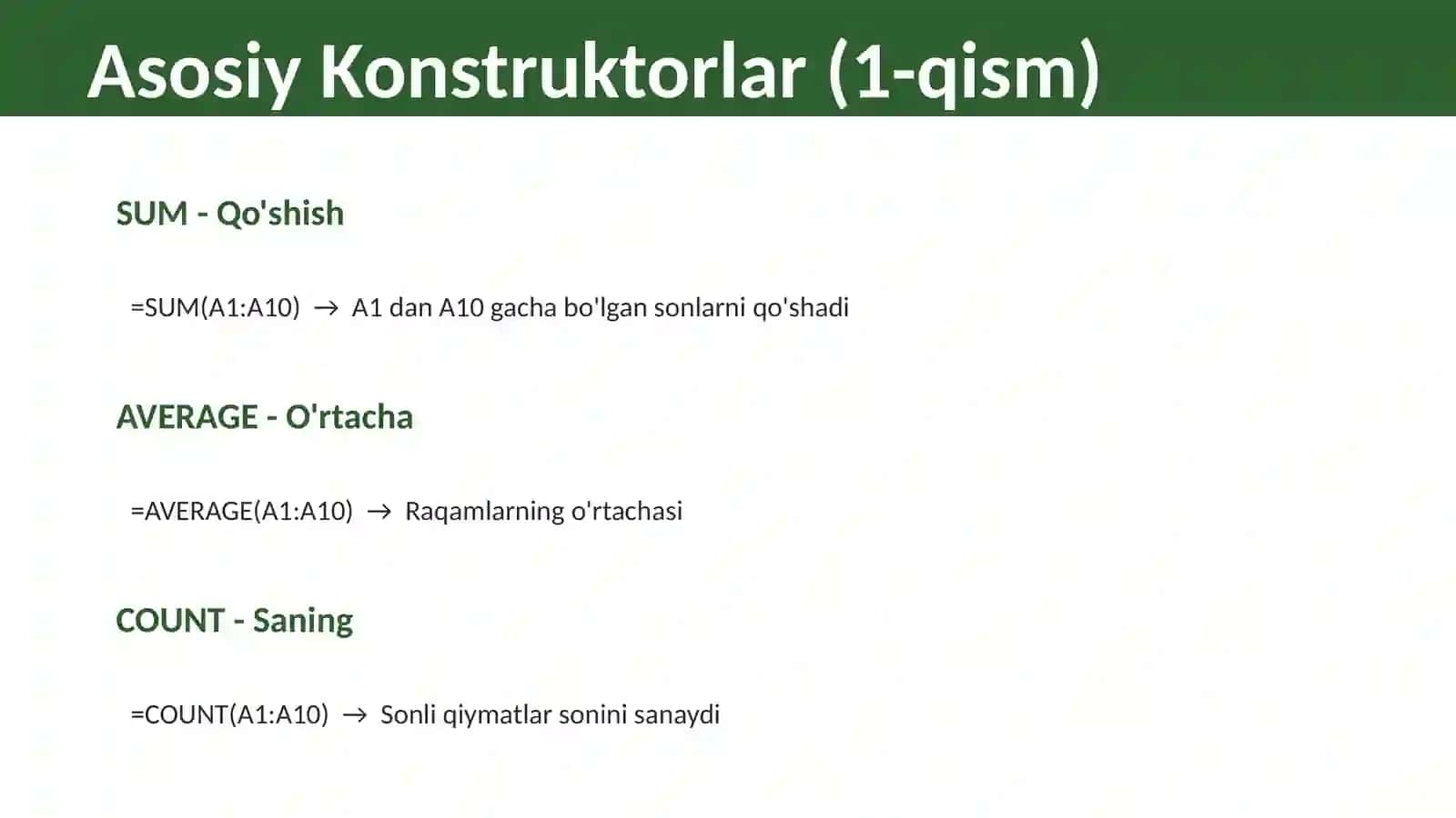 EXCELDA KONSTRUKTORLAR 3