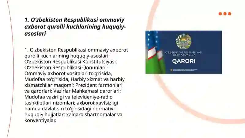 O‘zbekiston Respublikasi ommaviy axborot qurolli kuchlari faoliyati 3