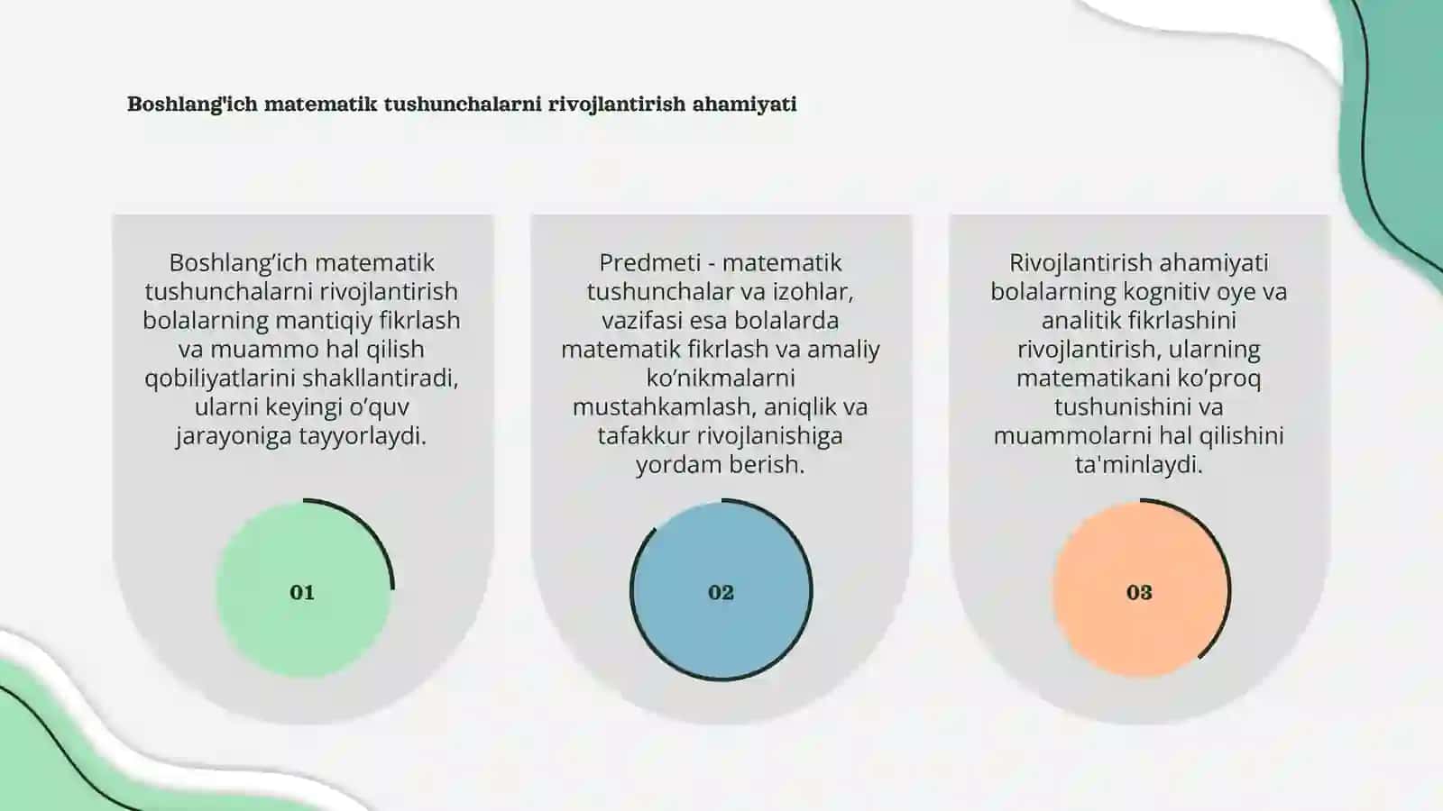 Boshlang'ich matematik tushunchalarni rivojlantirish ahamiyati, predmeti va vazifalari 3