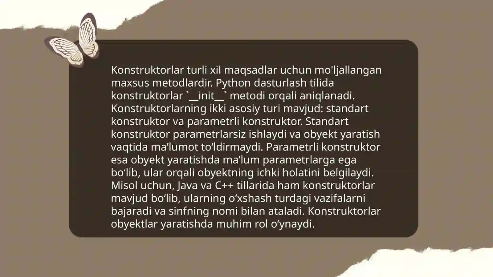 Konstruktorlar va ularni tashkil etish usullari 3