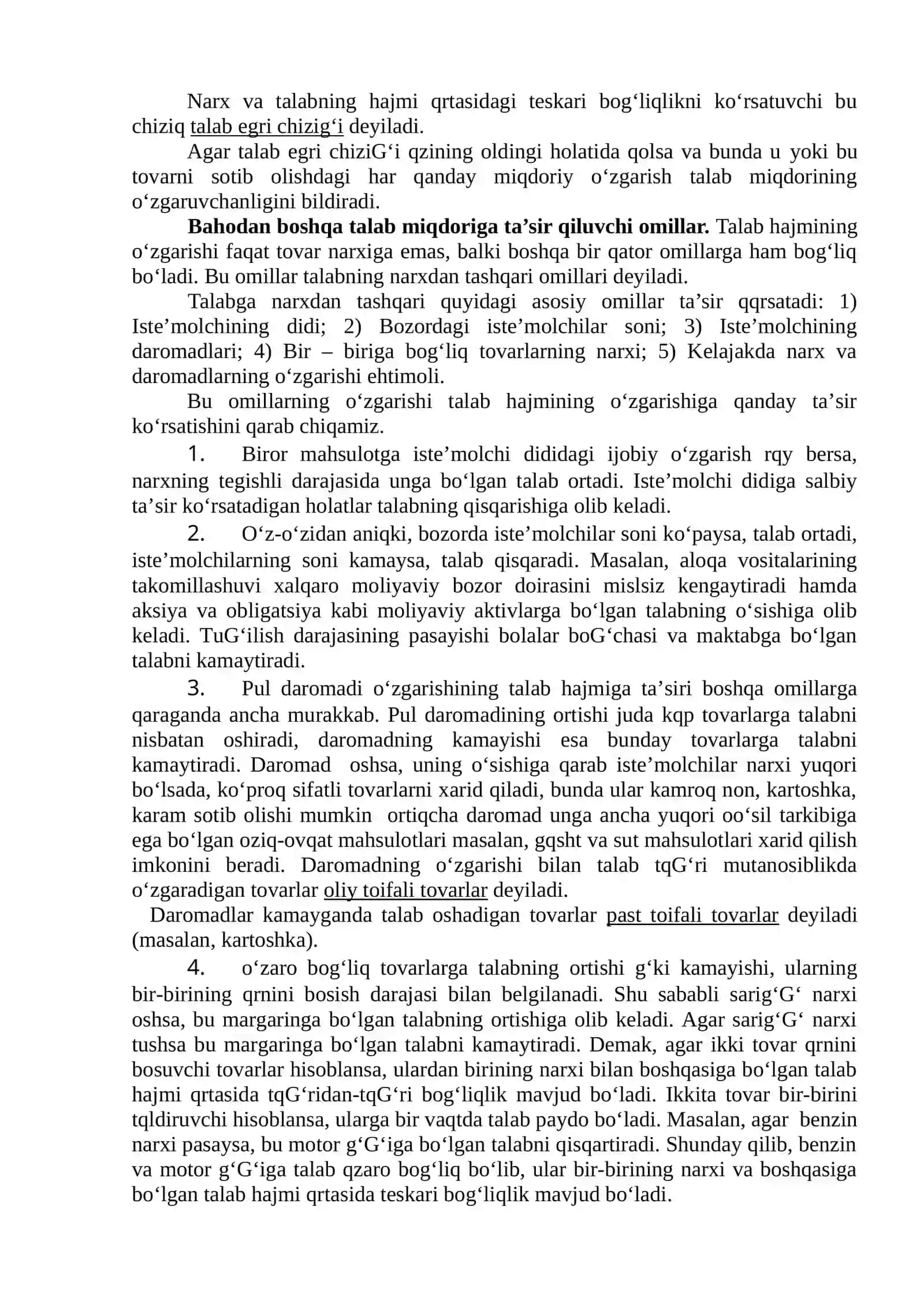 Talab va taklif nazariyasi. Bozor muvozanati 3