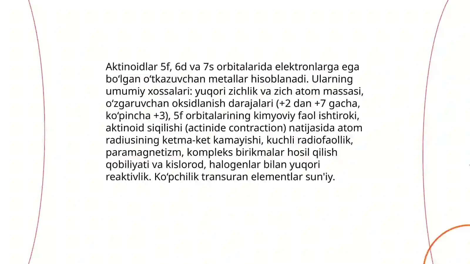 Aktinoidlar.Radiokimyo.Transuran elementlar.Tabiiy va suniy radiofaollik 3