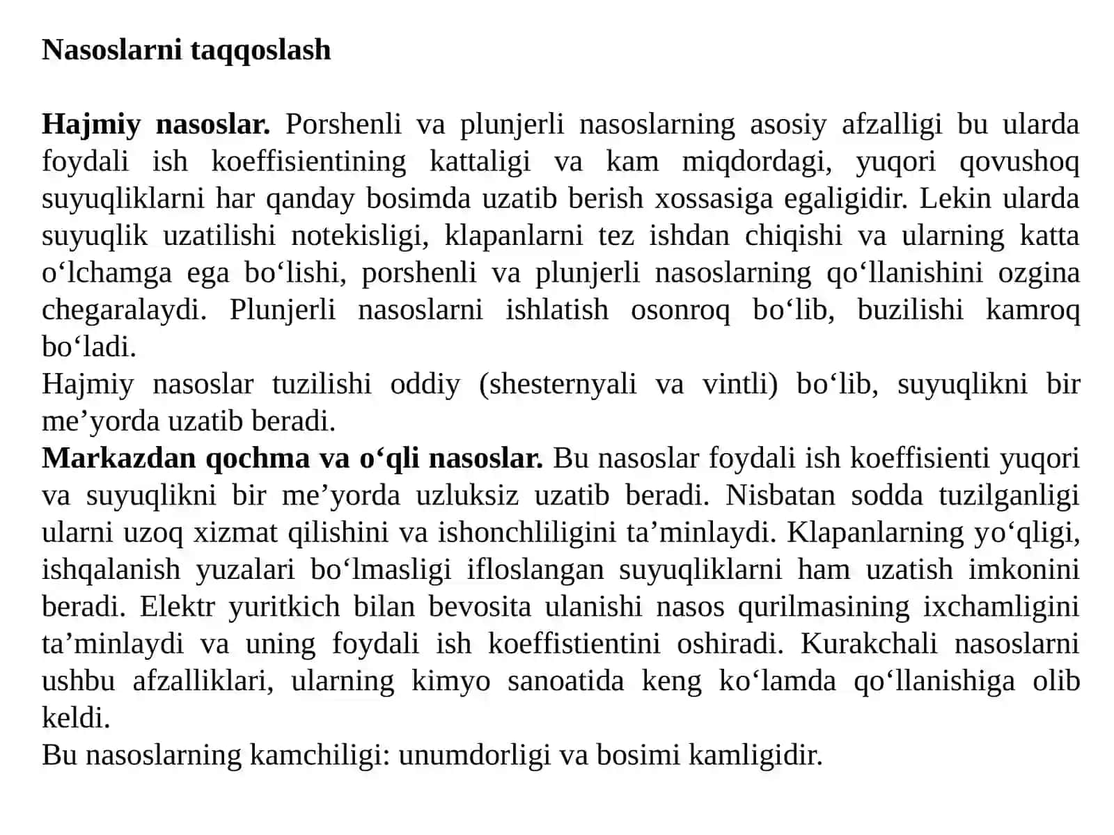Nasoslarning klassifikatsiyasi 3