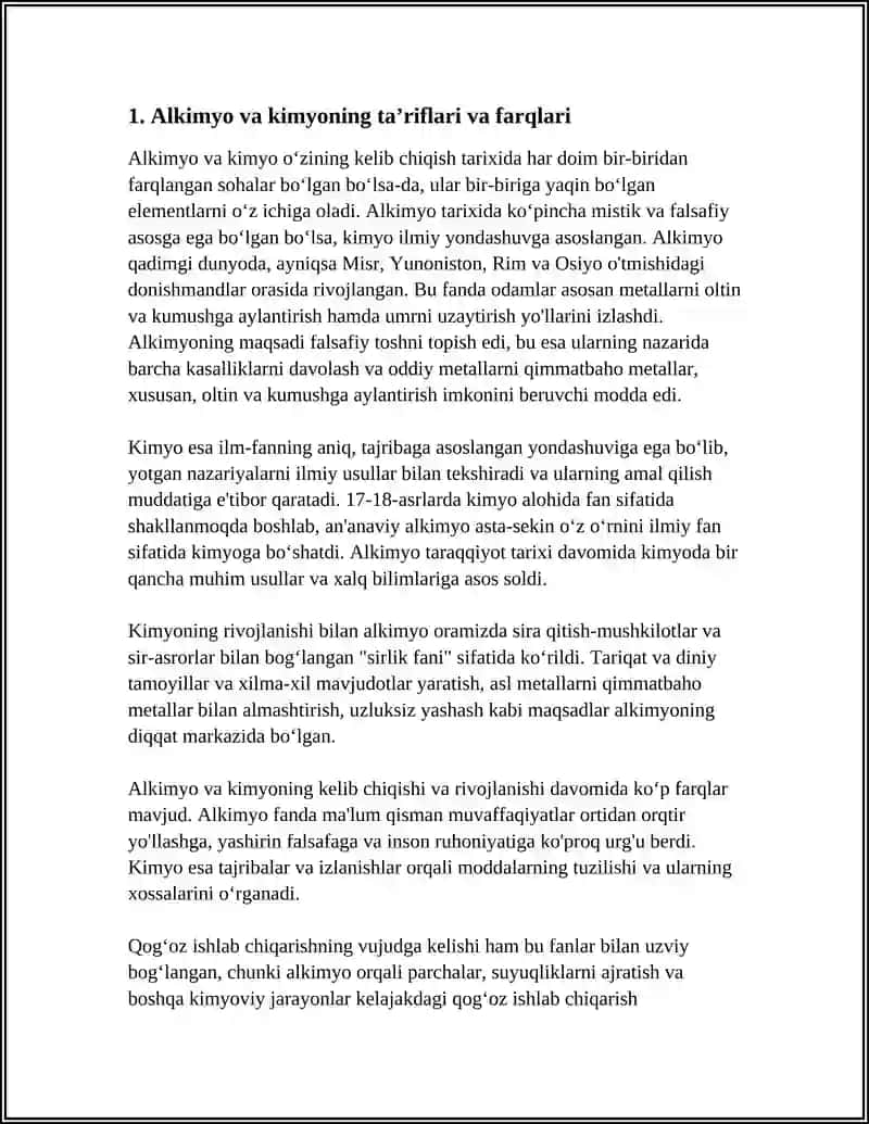 KIMYO VA ALKIMYONING KELIB CHIQISHINI TAHLIL QILISH. QOGOZ ISHLAB CHIQARISHNING VUJUDGA KELISHI 3