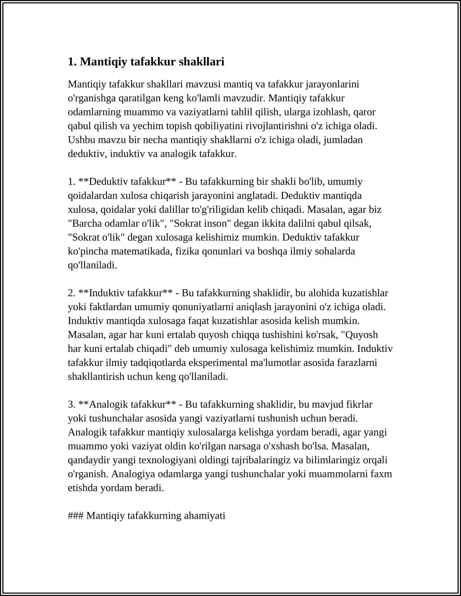 MANTIQ TAFAKKUR SHAKLLARI VA QONUNLARINI O'RGANUVCHI FAN SOHASI SIFATIDA 3