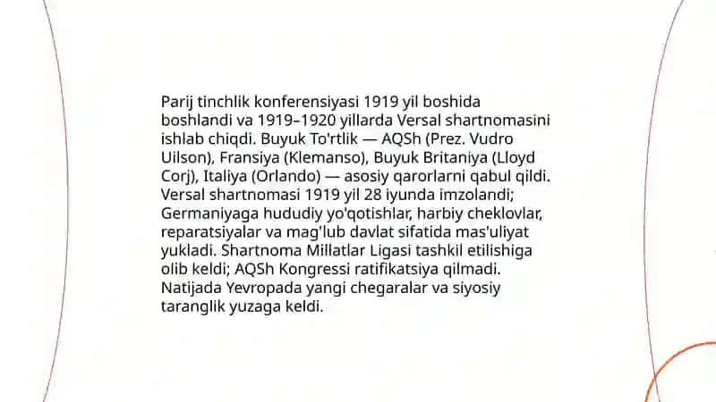 Parij tinchlik konferensiyasi va Versal shartnomasi 3