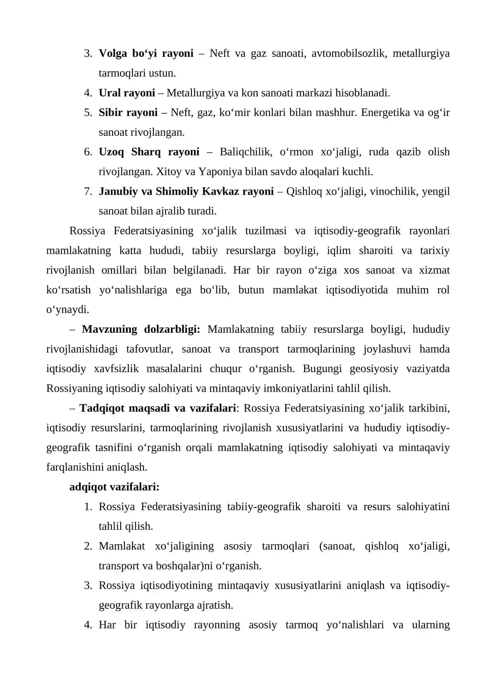 Rossiya federatsiyasiga umumiy geografik tavsif 3