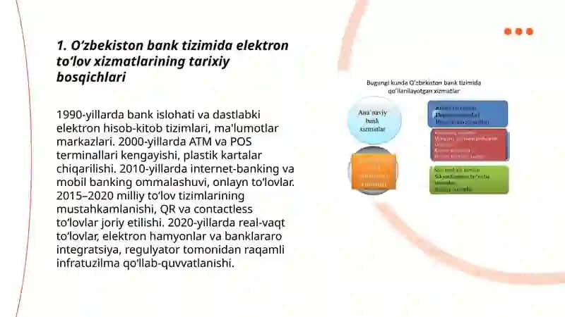 Oʻzbekiston bank tizimida elektron toʻlov xizmatlarining rivojlanish bosqichlari 3