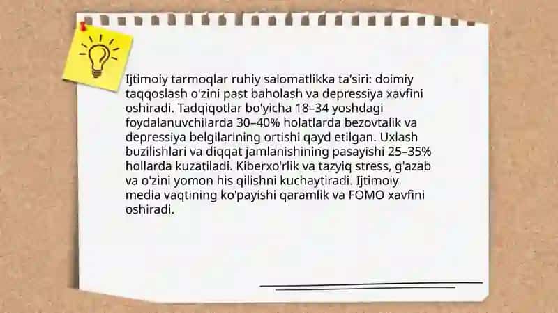 Media va psixologik sog'liq: ijtimoiy tarmoqlarning ruhiy salomatlikka ta'siri 3