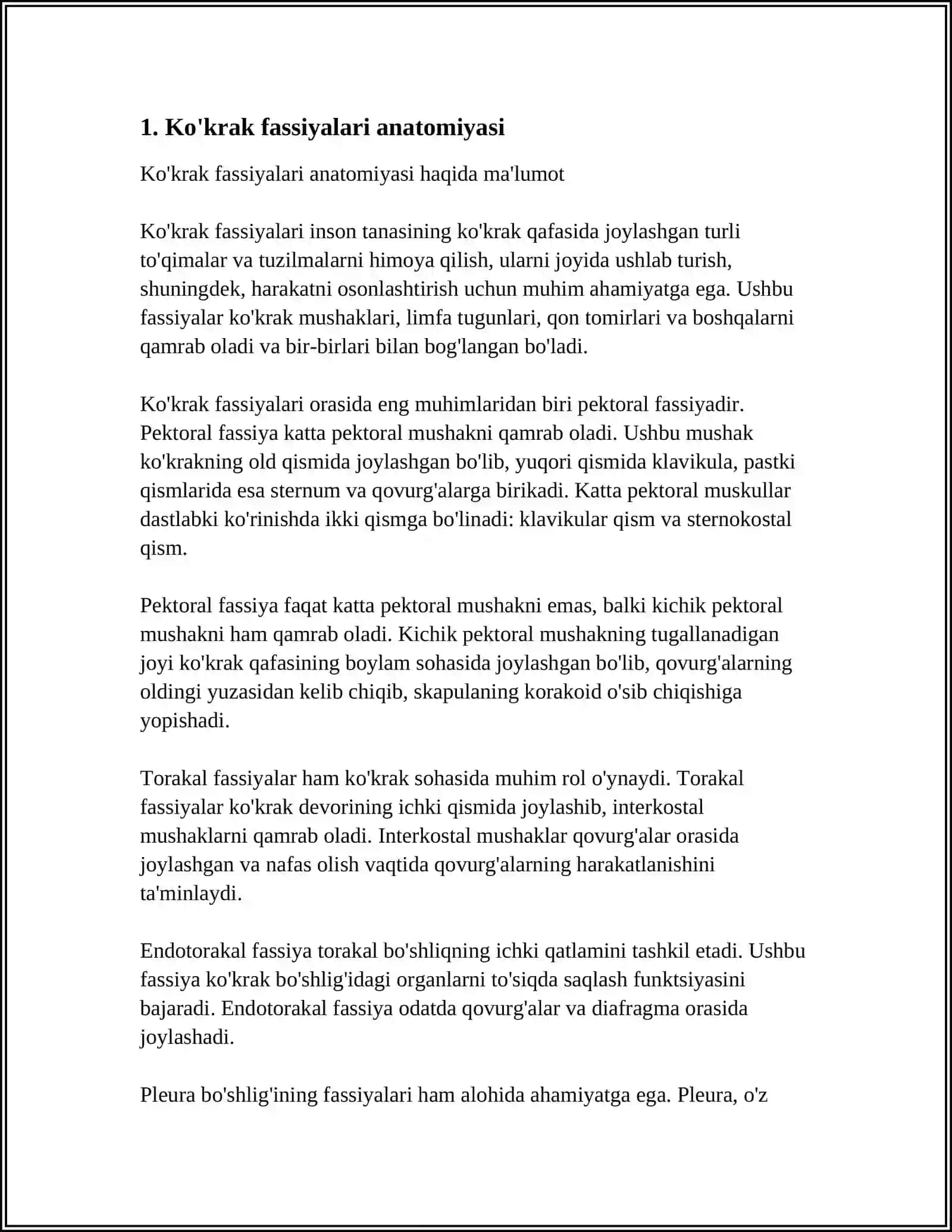 MUSTAQIL ISH Mavzu: KO‘KRAK VA QORIN FASSIYALARI, ULARNING KLINIK AHAMIYATI 3