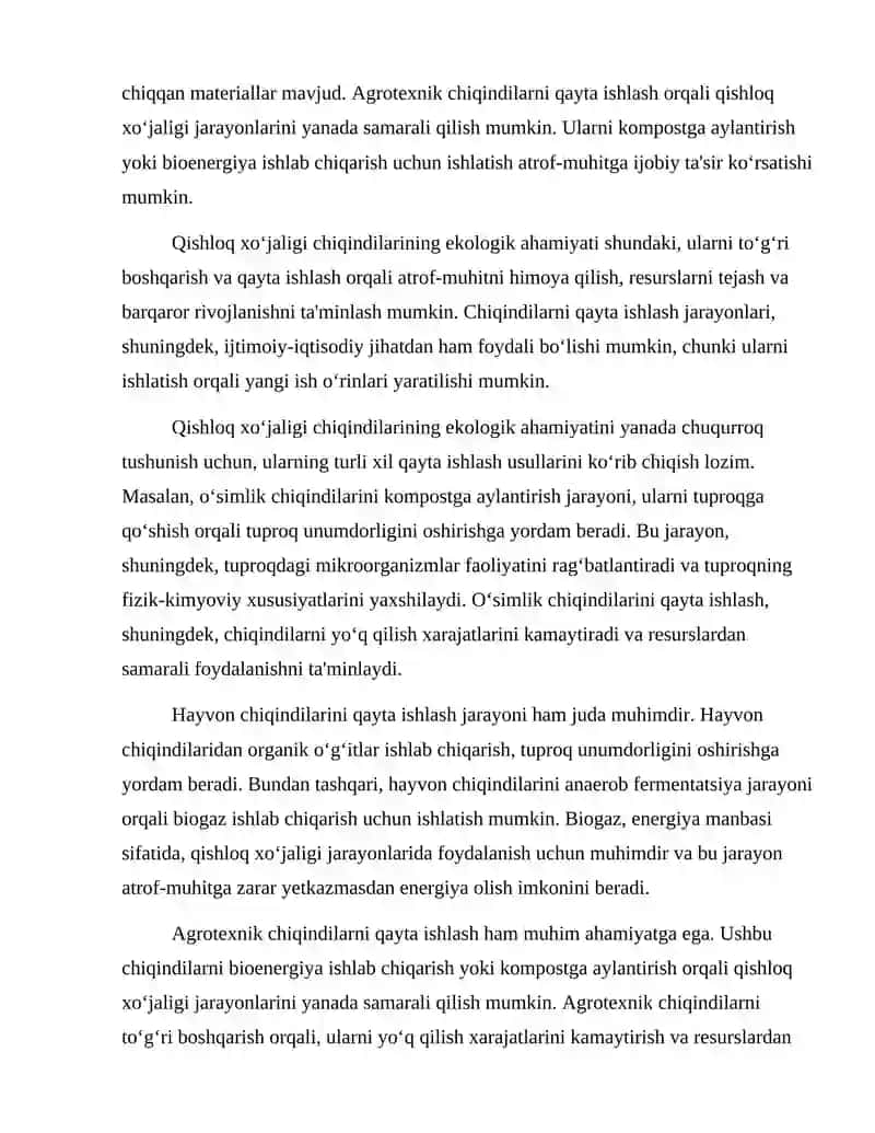 Qishloq xoʻjaligi chiqindilari asosida materiallar ishlab chiqarish 3