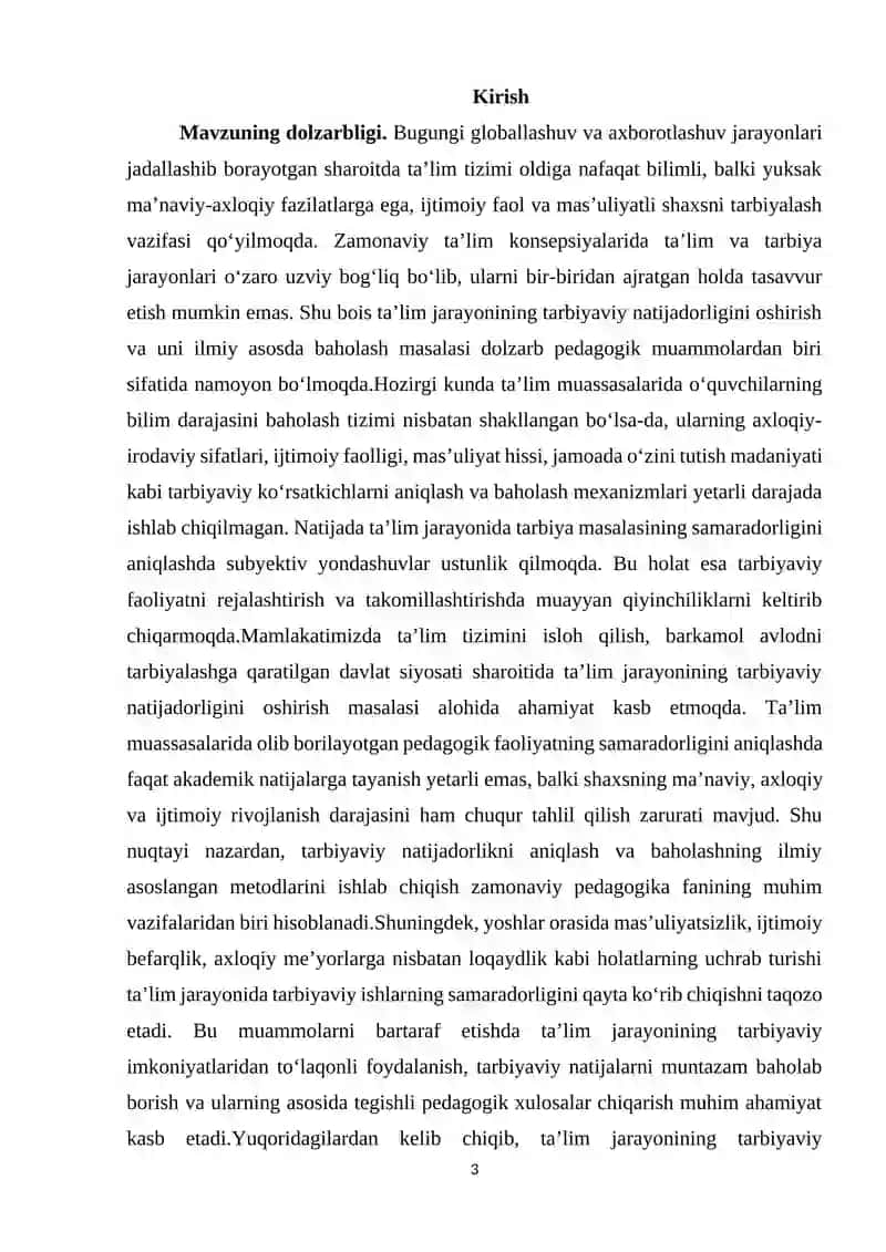 Ta‘lim jarayonining tarbiyaviy natijadorligini baholash 3
