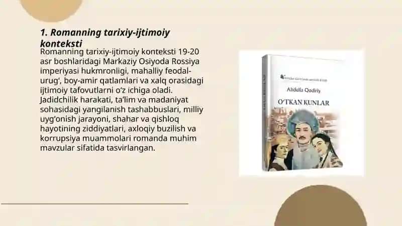 Abdulla Qodiriyning O'tkan kunlar romani tahlili 3