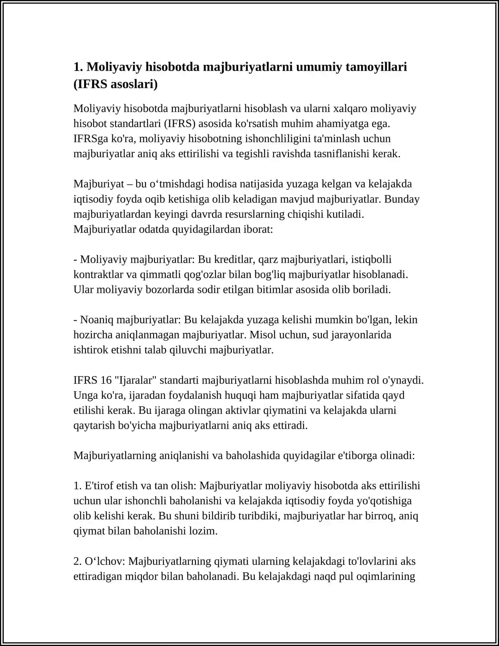 Moliyaviy hisobotning xalqaro standartlarida majburiyatlarni hisoblash 3