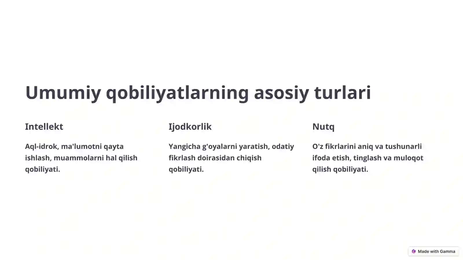 Psixologiya fanidan Umumiy va maxsus qobiliyatlar 3