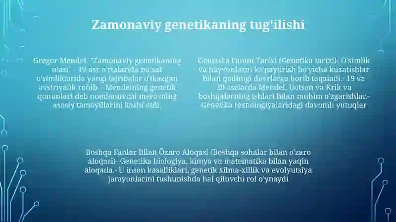 Genetika Fanini Tarixi Va Boshqa Fanlar Bilan Õzaro Aloqasi 3
