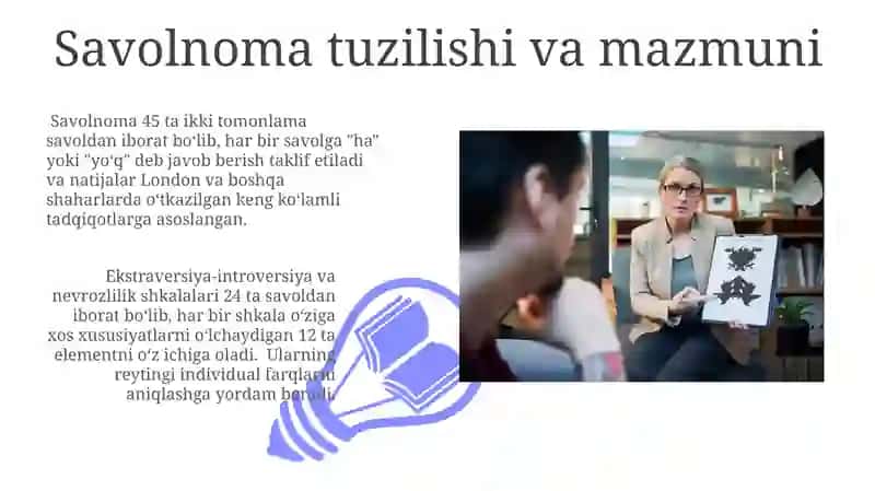 Ayzenkning "Ekstroversiya-Introversiya va Neyrotizmni Aniqlash" so'rovnomasi 3