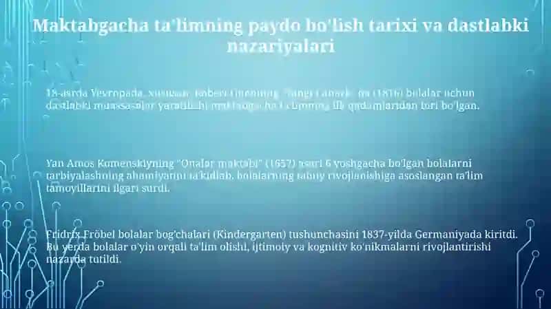 Maktabgacha ta'limning vujudga kelishi va rivojlanish jarayoni 3