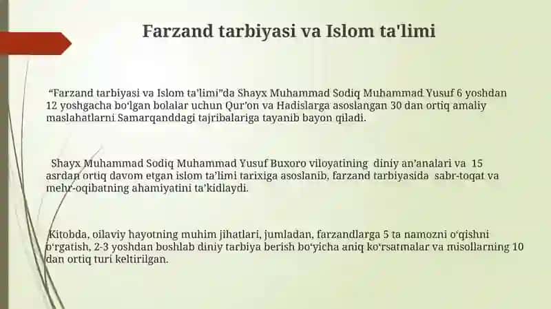 Farzand tarbiyasi va Islom ta'limi 3