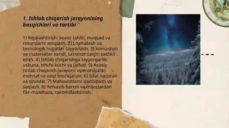 Ishlab chiqarish jarayoni, uning natijalari va samaradorlari 3