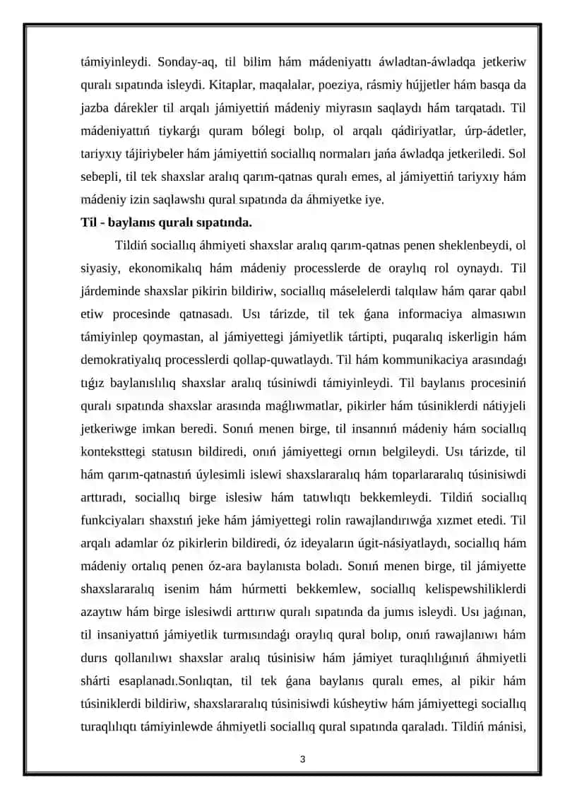 Qarım-qatnas hám til 3