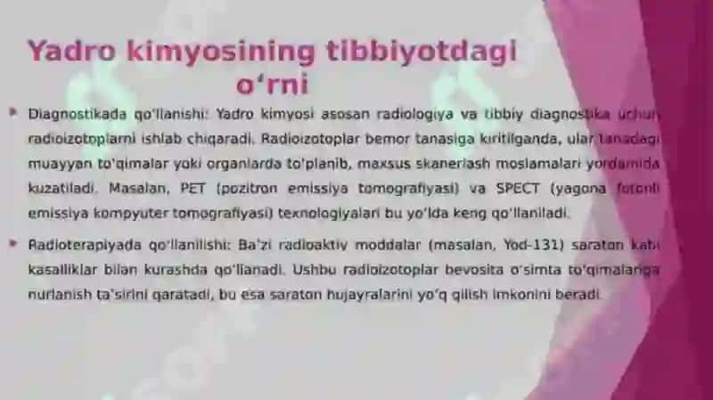 Yadro Kimyosining Tibbiyotdagi Oʼrni 3