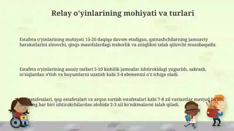 Estafetali harakatli o'yinlarni utkazish 3