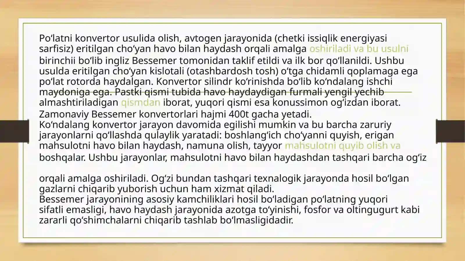 Konvertorlardagi gazlar va shlakni hosil bo'lishi 3