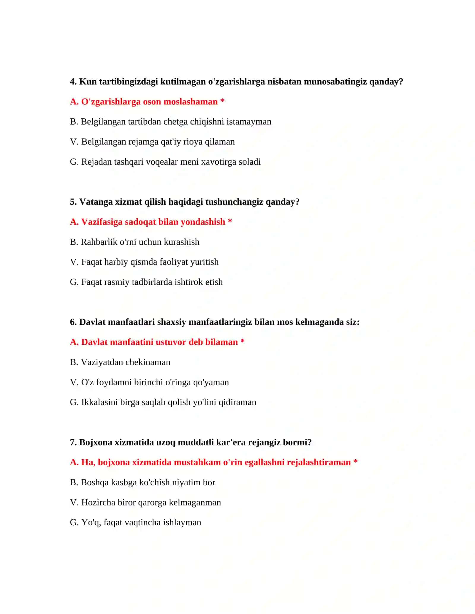 Bojxona xodimlari test savollari 3