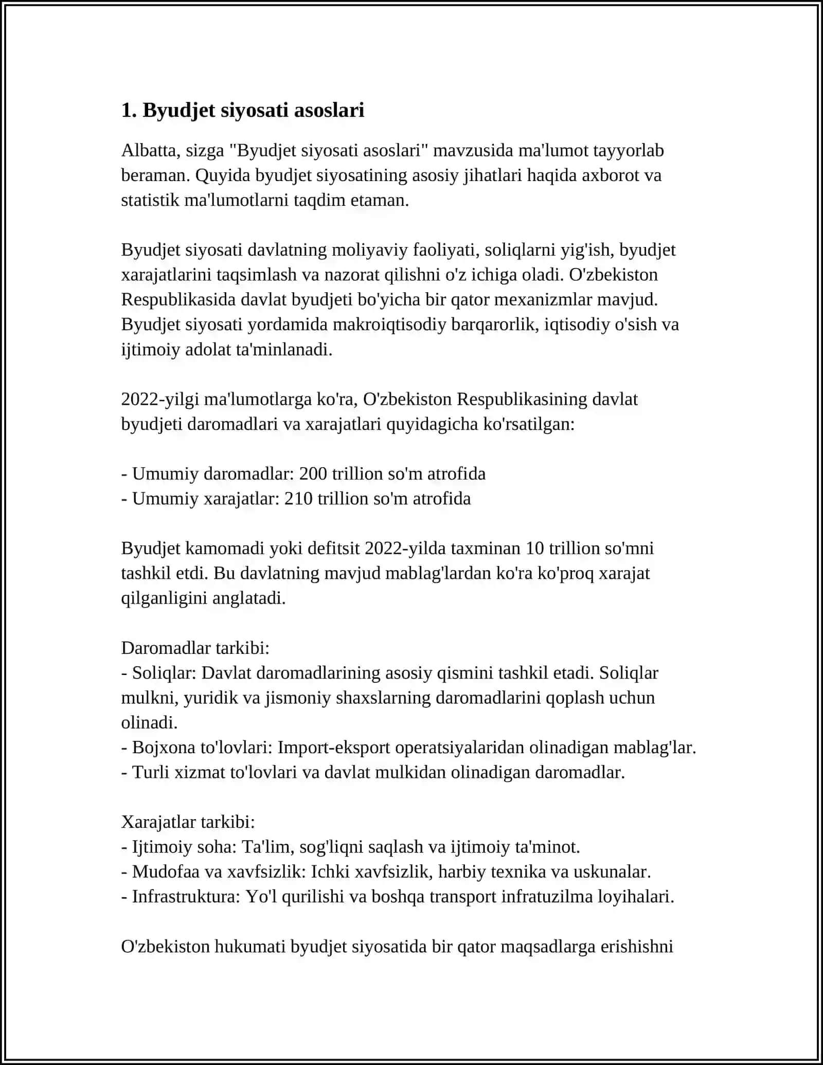 O'ZBEKISTON RESPUBLIKASINING BYUDJET-SOLIQ SIYOSATI 2024-2025-o'quv yili 3