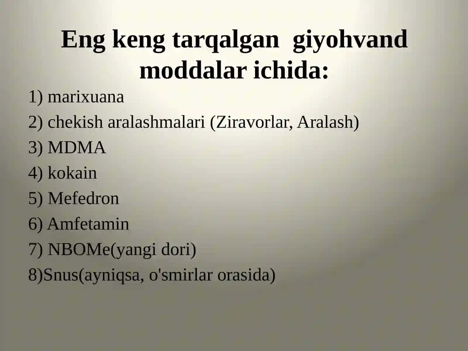 Tabiiy va sintetik narkotik vositalar 3
