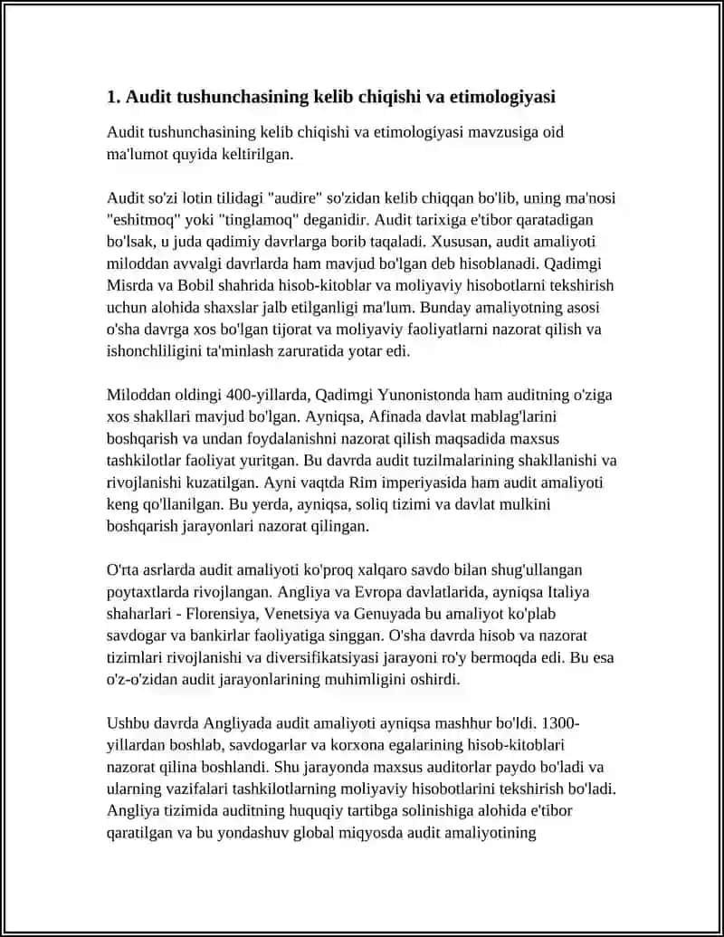 AUDIT TUSHUNCHASINI TARIXIY RIVOJLANISHI VA UNING IQTISODIYOTDAGI O'RNI 3